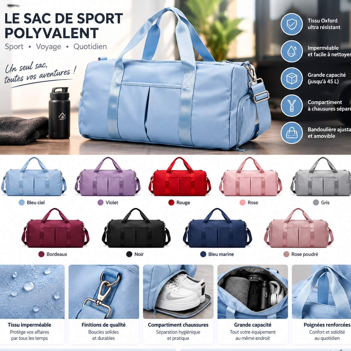 Sac de sport et de voyage imperméable